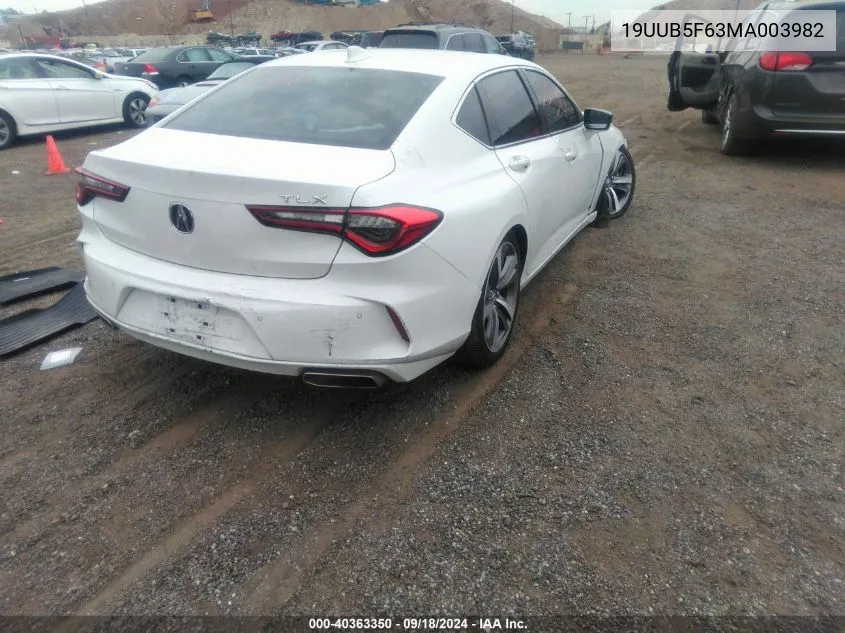 19UUB5F63MA003982 2021 Acura Tlx Advance Package