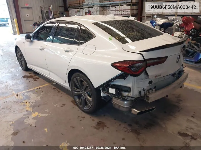 19UUB6F58MA003442 2021 Acura Tlx A-Spec Package