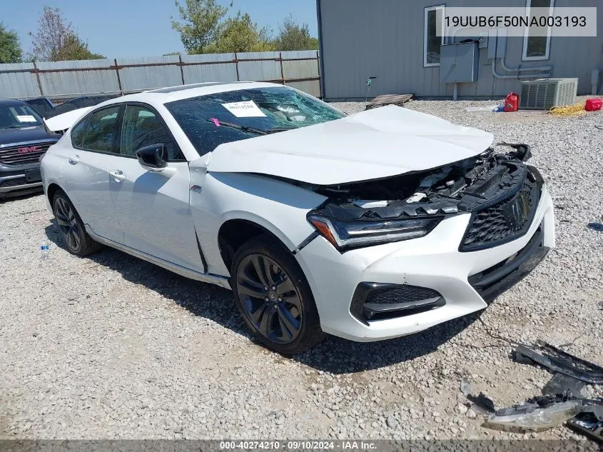 19UUB6F50NA003193 2022 Acura Tlx Tech A