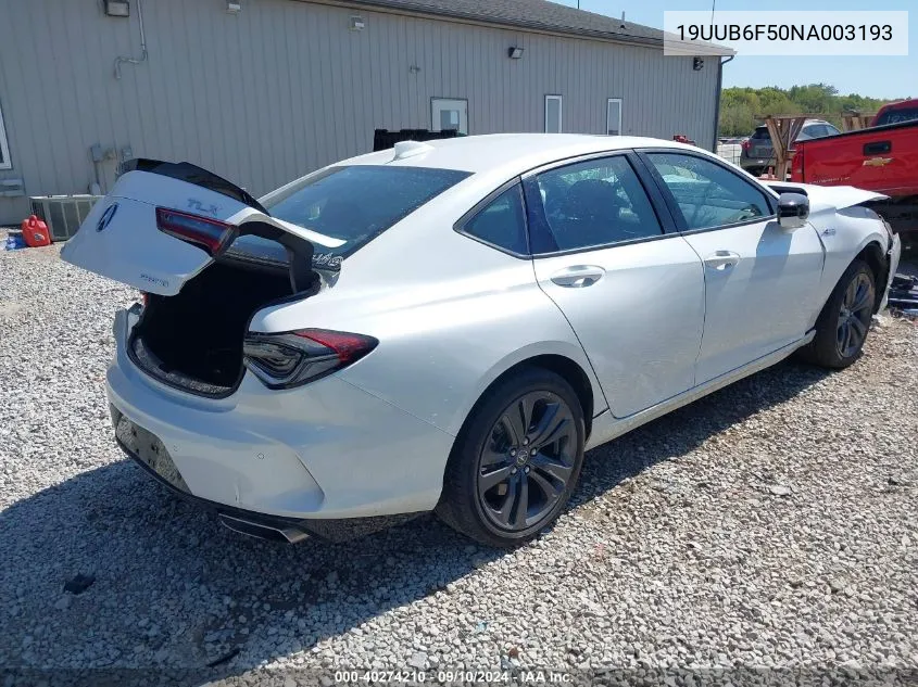 19UUB6F50NA003193 2022 Acura Tlx Tech A