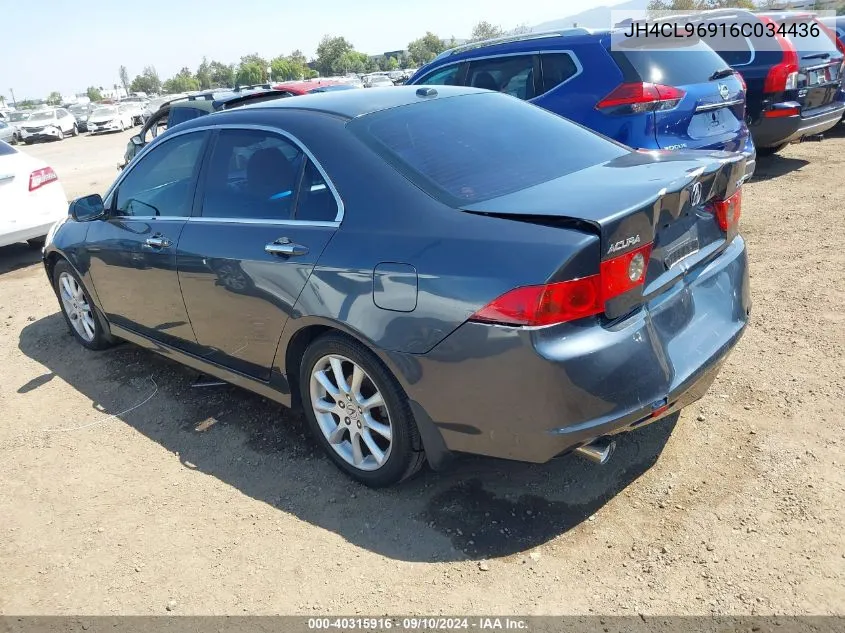 2006 Acura Tsx VIN: JH4CL96916C034436 Lot: 40315916