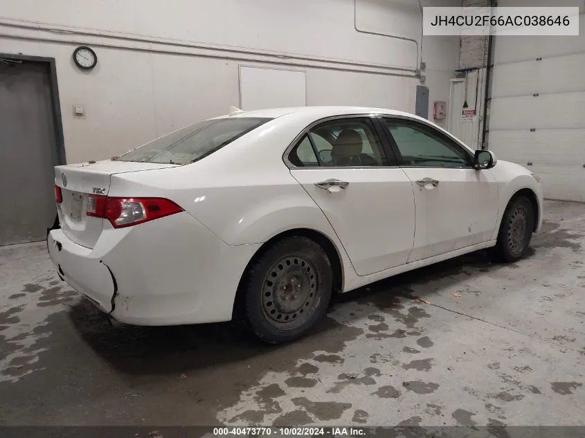 2010 Acura Tsx 2.4 VIN: JH4CU2F66AC038646 Lot: 40473770