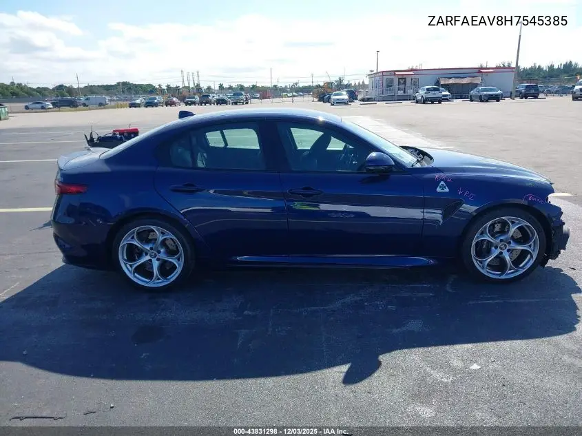 ZARFAEAV8H7545385 2017 Alfa Romeo Giulia Quadrifoglio Rwd