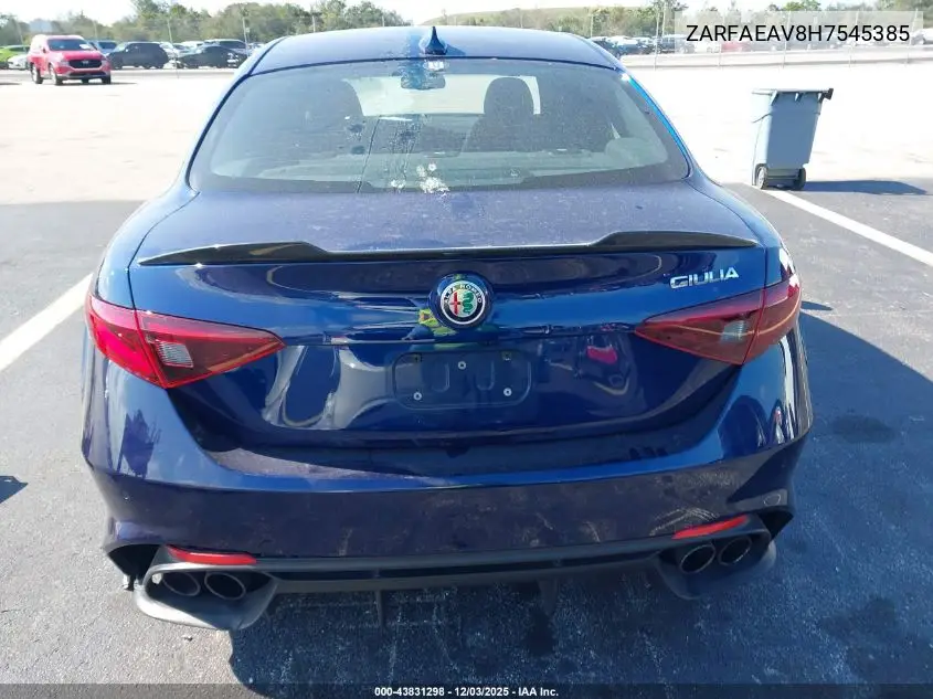 ZARFAEAV8H7545385 2017 Alfa Romeo Giulia Quadrifoglio Rwd