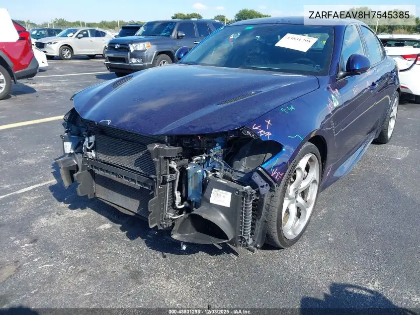 ZARFAEAV8H7545385 2017 Alfa Romeo Giulia Quadrifoglio Rwd