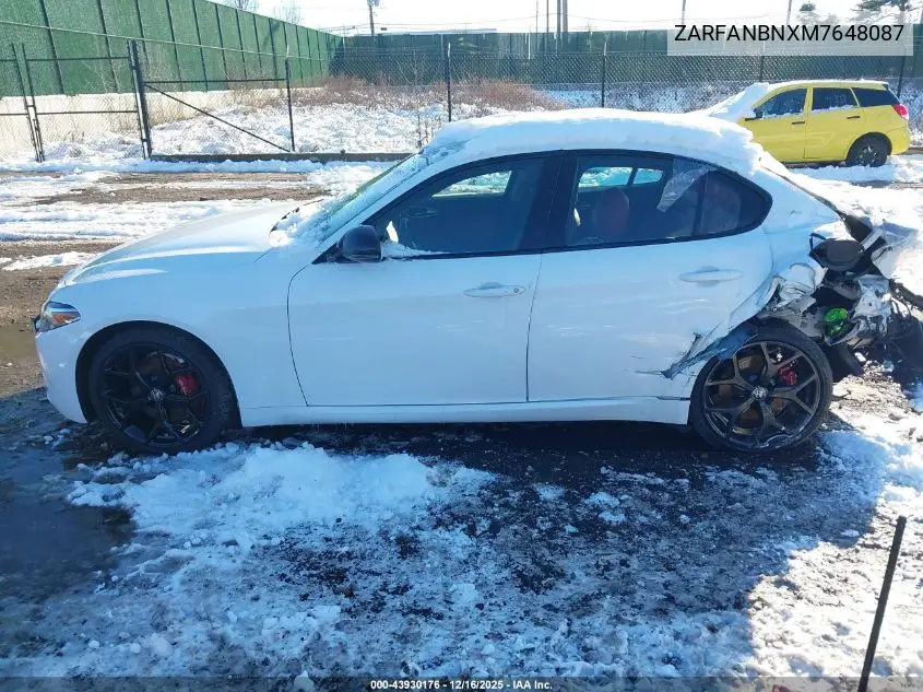 ZARFANBNXM7648087 2021 Alfa Romeo Giulia Ti Awd