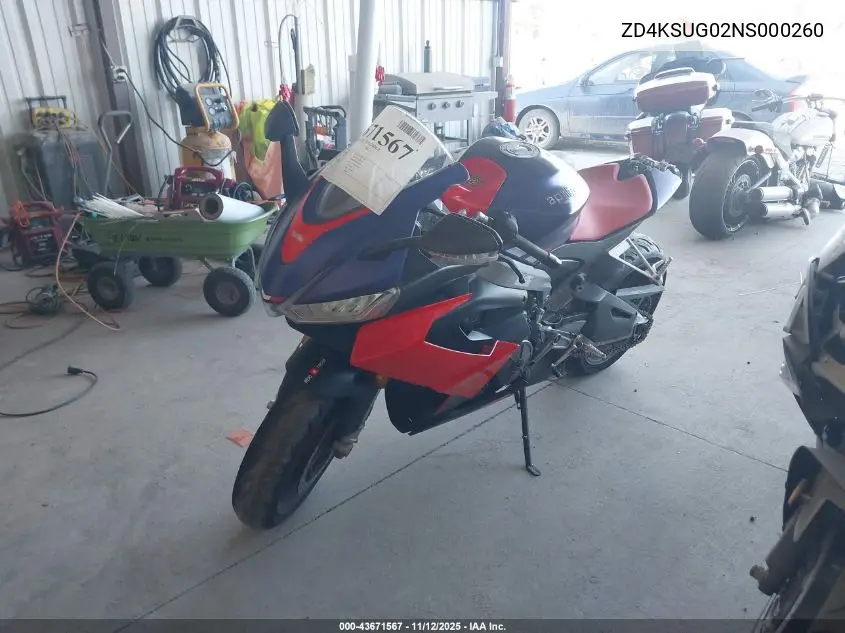 ZD4KSUG02NS000260 2022 Aprilia Rs 660