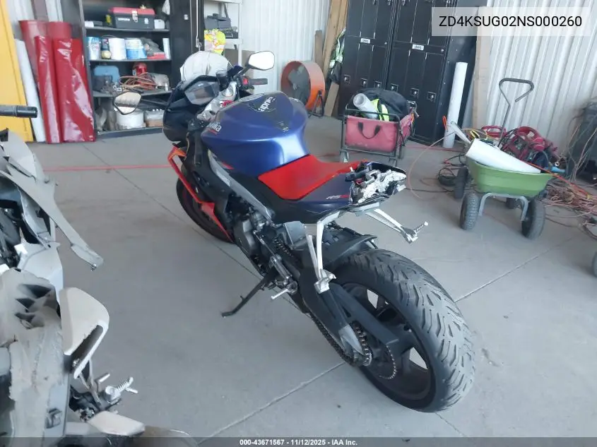 ZD4KSUG02NS000260 2022 Aprilia Rs 660