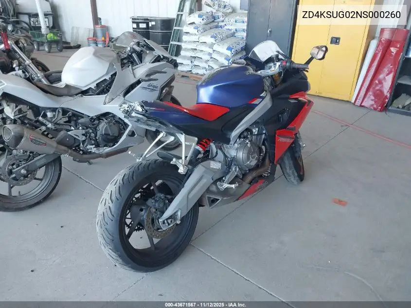 ZD4KSUG02NS000260 2022 Aprilia Rs 660