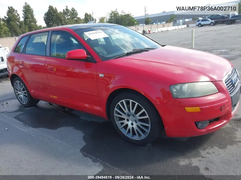 2006 Audi A3 2.0T VIN: WAUMF78P36A002710 Lot: 39494519