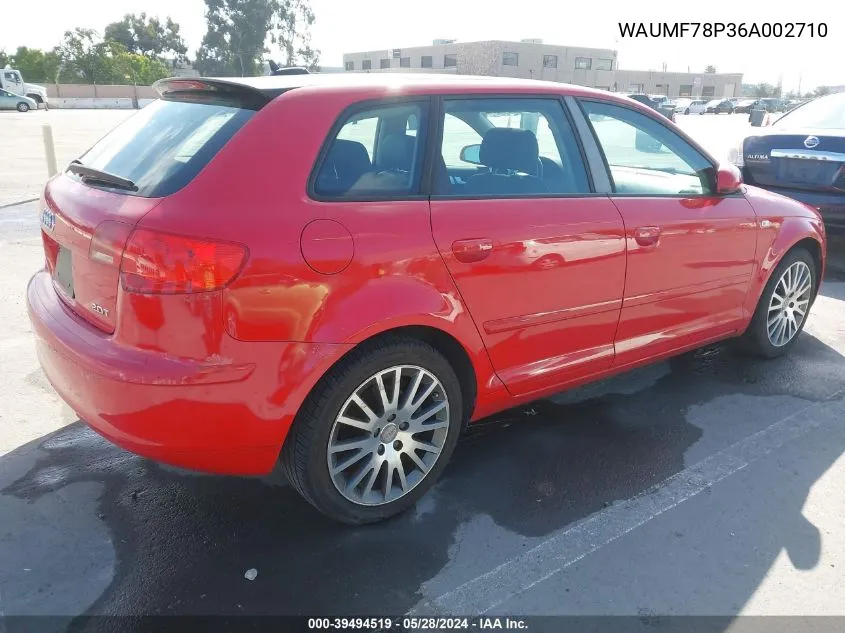 2006 Audi A3 2.0T VIN: WAUMF78P36A002710 Lot: 39494519