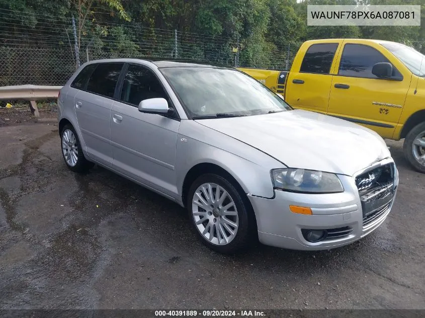 2006 Audi A3 2.0T VIN: WAUNF78PX6A087081 Lot: 40391889