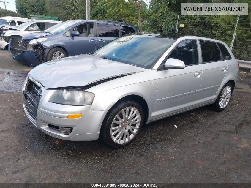 2006 Audi A3 2.0T VIN: WAUNF78PX6A087081 Lot: 40391889