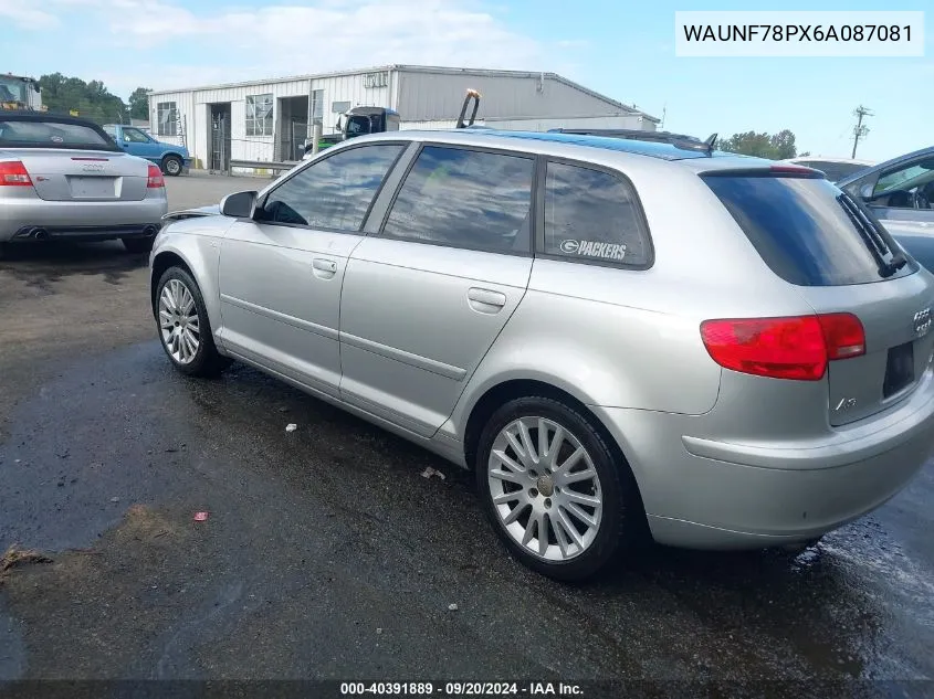 2006 Audi A3 2.0T VIN: WAUNF78PX6A087081 Lot: 40391889