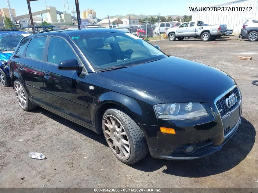 2007 Audi A3 3.2 VIN: WAUKD78P37A010742 Lot: 39423650