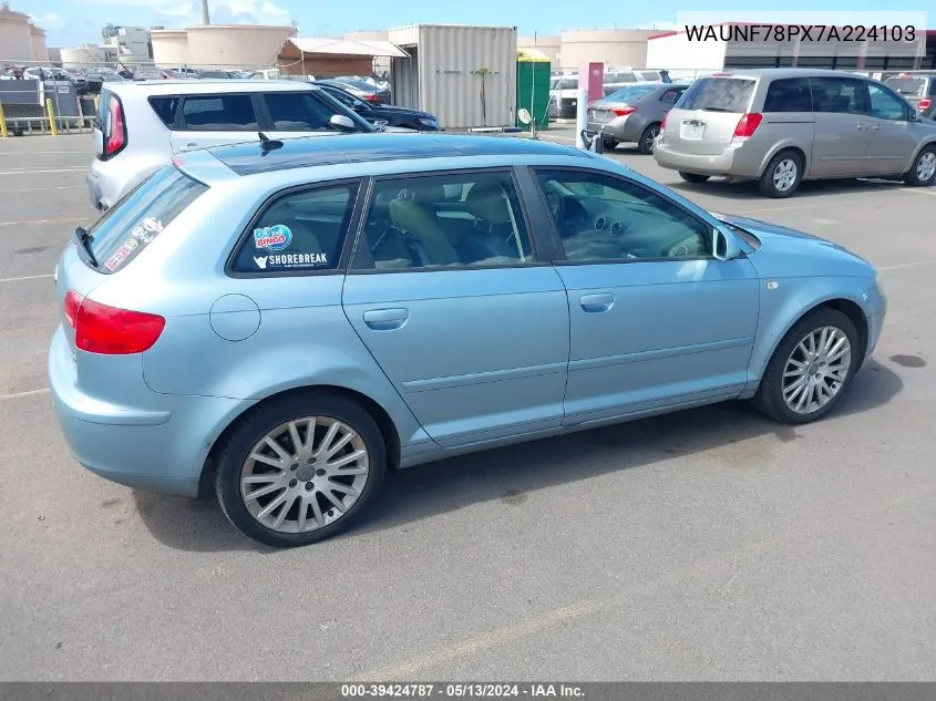 2007 Audi A3 2.0T VIN: WAUNF78PX7A224103 Lot: 39424787