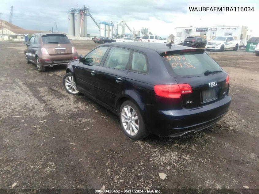 2011 Audi A3 2.0T Premium VIN: WAUBFAFM1BA116034 Lot: 39420452