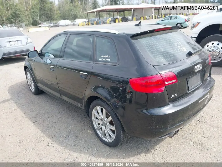 2011 Audi A3 2.0T Premium VIN: WAUMFAFM6BA046281 Lot: 40127485