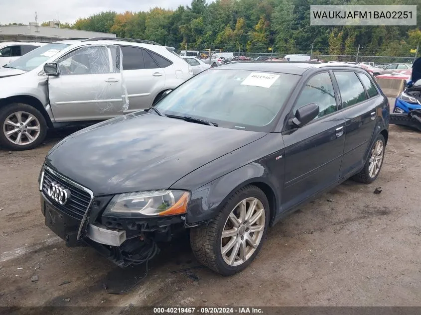 2011 Audi A3 2.0 Tdi Premium VIN: WAUKJAFM1BA02251 Lot: 40219467