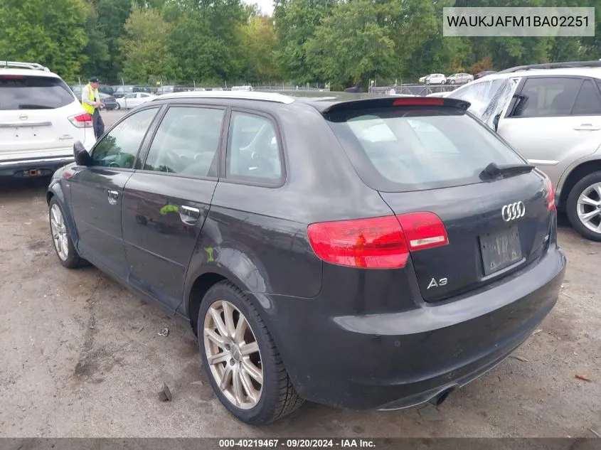 2011 Audi A3 2.0 Tdi Premium VIN: WAUKJAFM1BA02251 Lot: 40219467