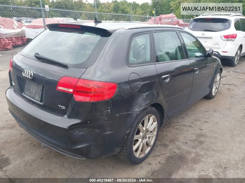 2011 Audi A3 2.0 Tdi Premium VIN: WAUKJAFM1BA02251 Lot: 40219467