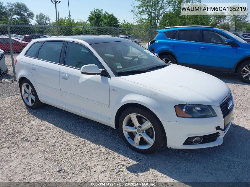 2012 Audi A3 2.0T Premium VIN: WAUMFAFM6CA135219 Lot: 39474271