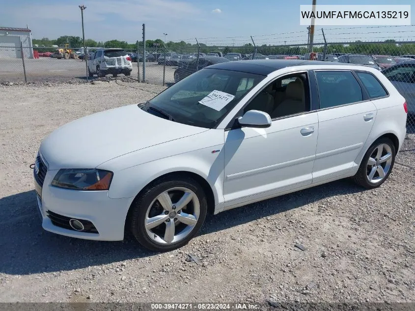 2012 Audi A3 2.0T Premium VIN: WAUMFAFM6CA135219 Lot: 39474271