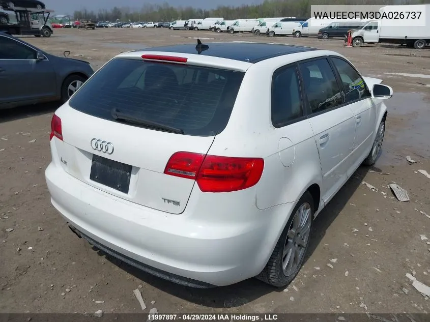 2013 Audi A3 VIN: WAUEECFM3DA026737 Lot: 11997897