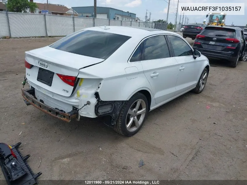 2015 Audi A3 VIN: WAUACRFF3F1035157 Lot: 12011980