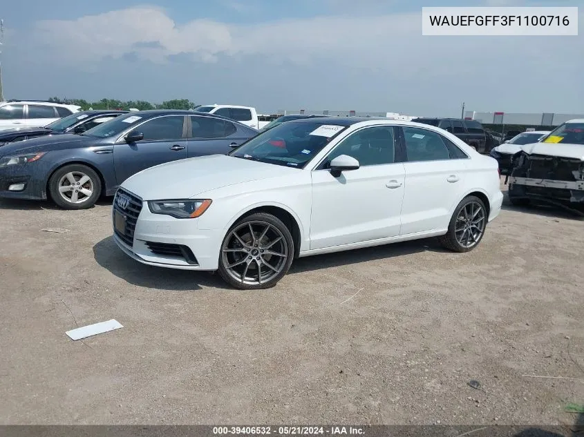 2015 Audi A3 2.0T Premium VIN: WAUEFGFF3F1100716 Lot: 39406532