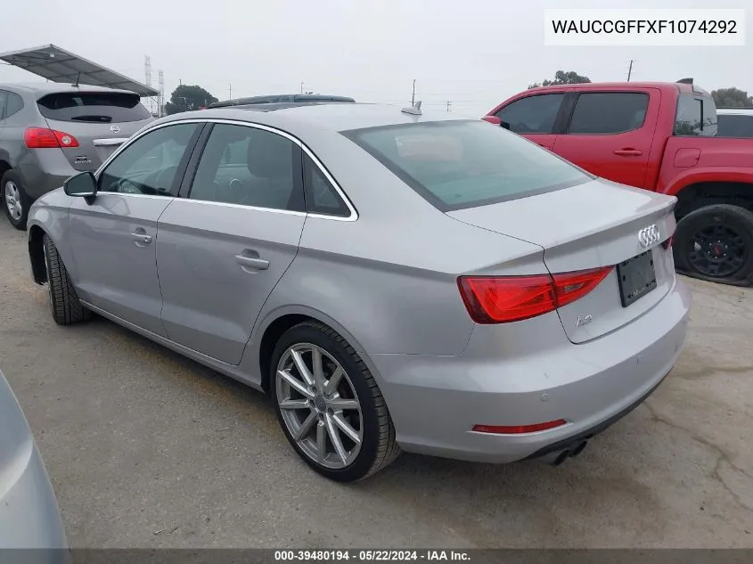 2015 Audi A3 1.8T Premium VIN: WAUCCGFFXF1074292 Lot: 39480194