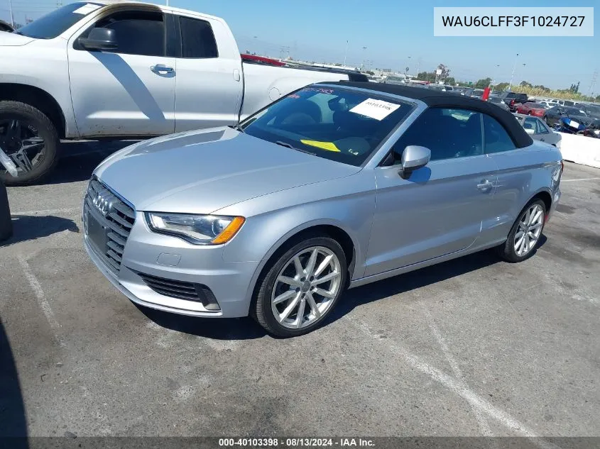 2015 Audi A3 1.8T Premium VIN: WAU6CLFF3F1024727 Lot: 40103398