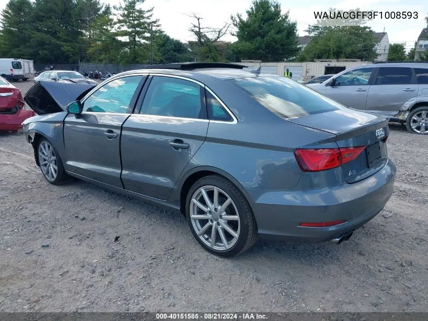 2015 Audi A3 Premium VIN: WAUACGFF3F1008593 Lot: 40151585