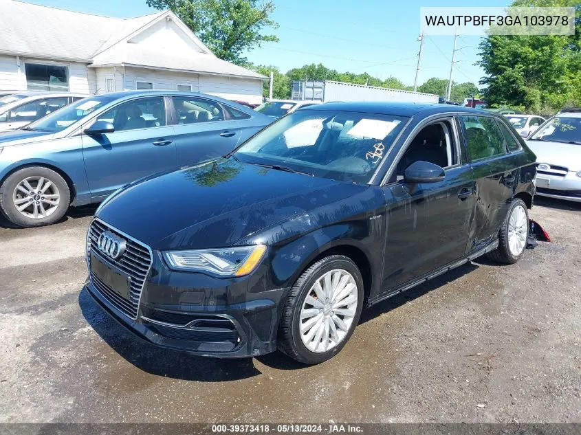 2016 Audi A3 E-Tron 1.4T Premium VIN: WAUTPBFF3GA103978 Lot: 39373418