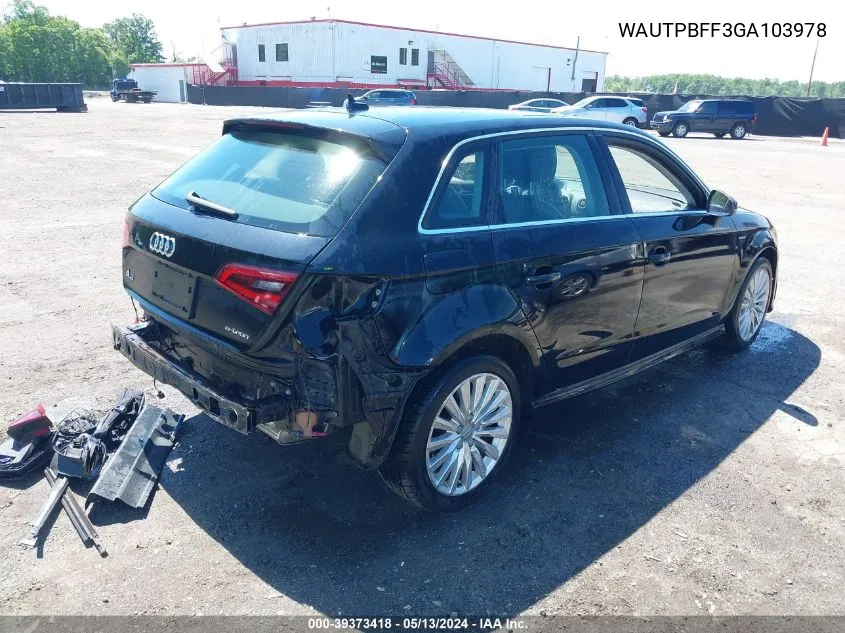 WAUTPBFF3GA103978 2016 Audi A3 E-Tron 1.4T Premium