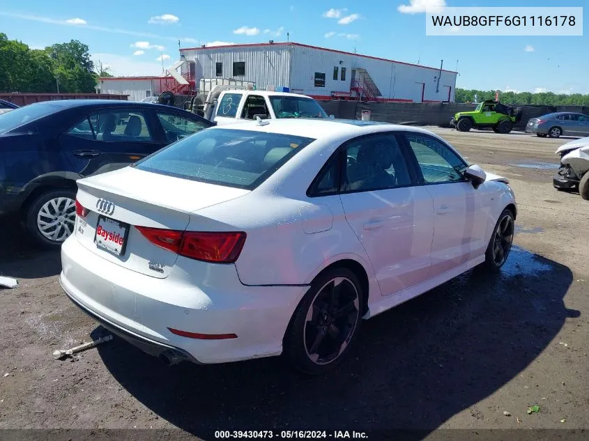 2016 Audi A3 2.0T Premium VIN: WAUB8GFF6G1116178 Lot: 39430473