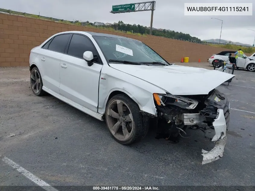 2016 Audi A3 Premium VIN: WAUB8GFF4G1115241 Lot: 39451775