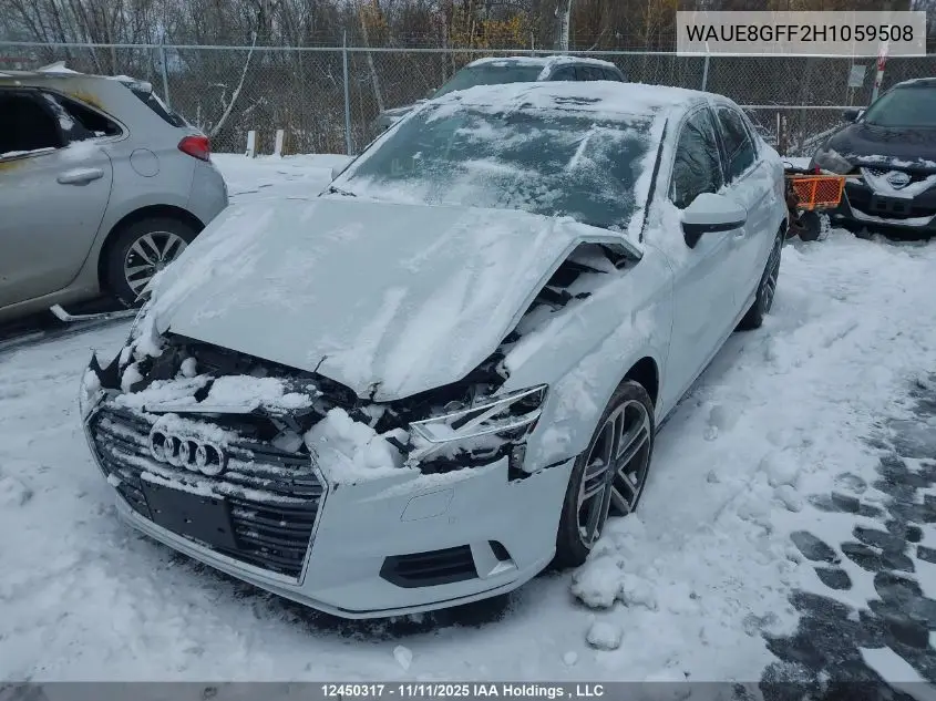 WAUE8GFF2H1059508 2017 Audi A3 Progressiv