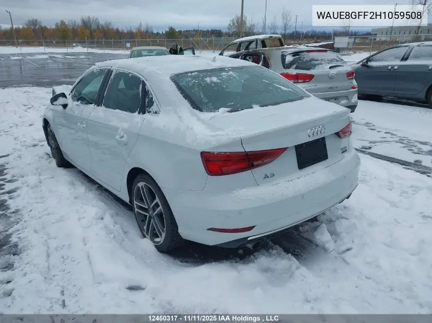 WAUE8GFF2H1059508 2017 Audi A3 Progressiv