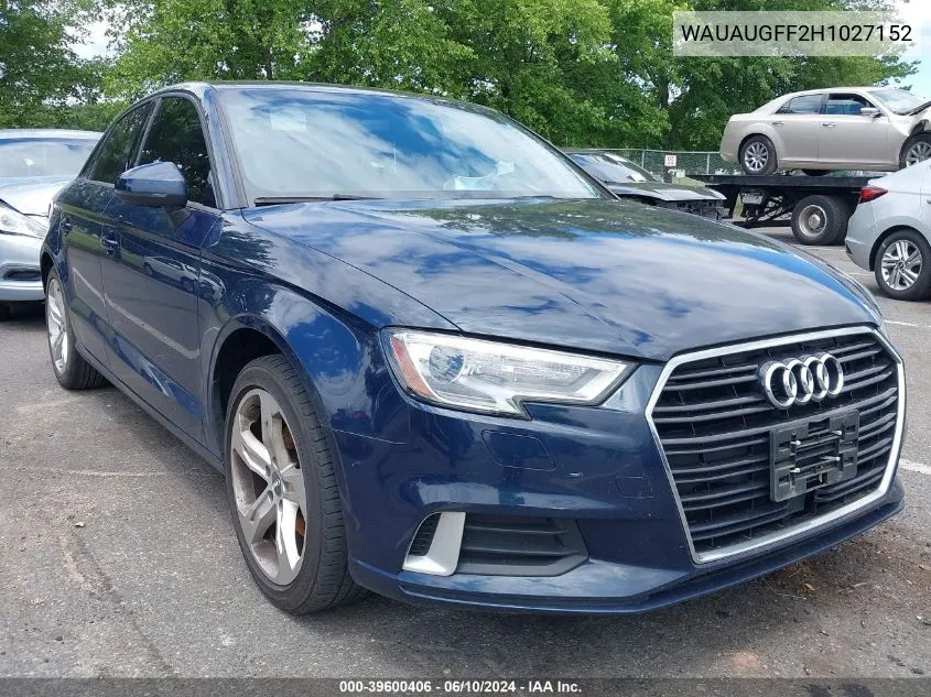 2017 Audi A3 2.0T Premium VIN: WAUAUGFF2H1027152 Lot: 39600406