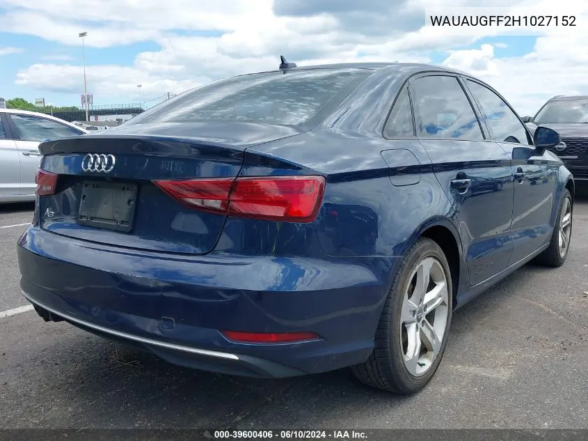 2017 Audi A3 2.0T Premium VIN: WAUAUGFF2H1027152 Lot: 39600406