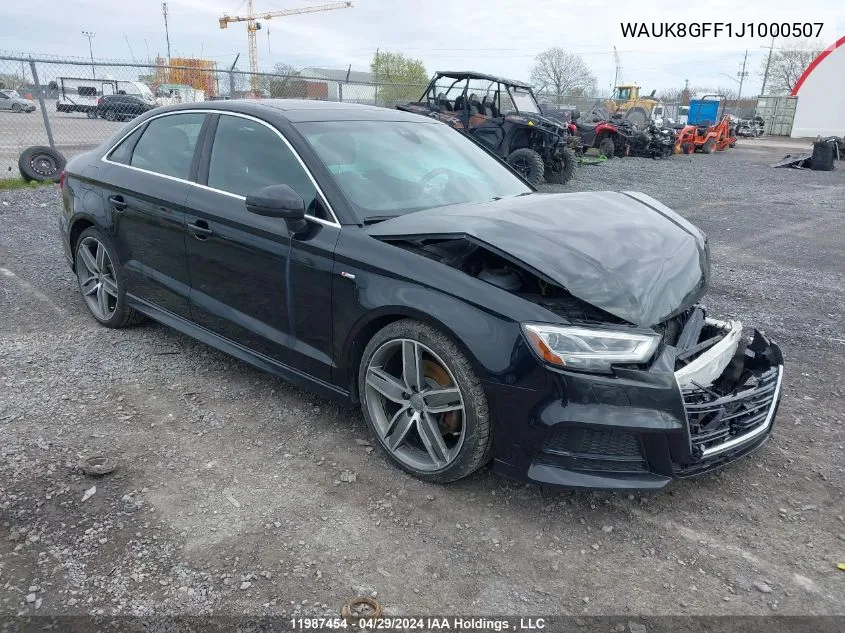 2018 Audi A3 Sedan VIN: WAUK8GFF1J1000507 Lot: 11987454