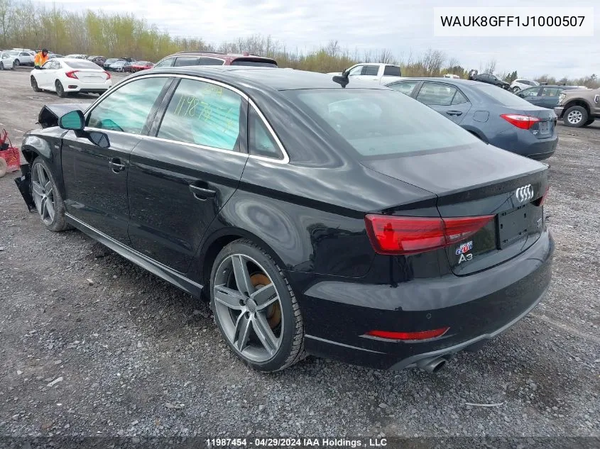 WAUK8GFF1J1000507 2018 Audi A3 Sedan