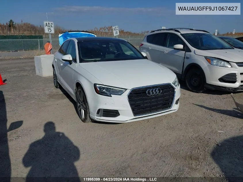 2018 Audi A3 VIN: WAUAUGFF9J1067427 Lot: 11995399