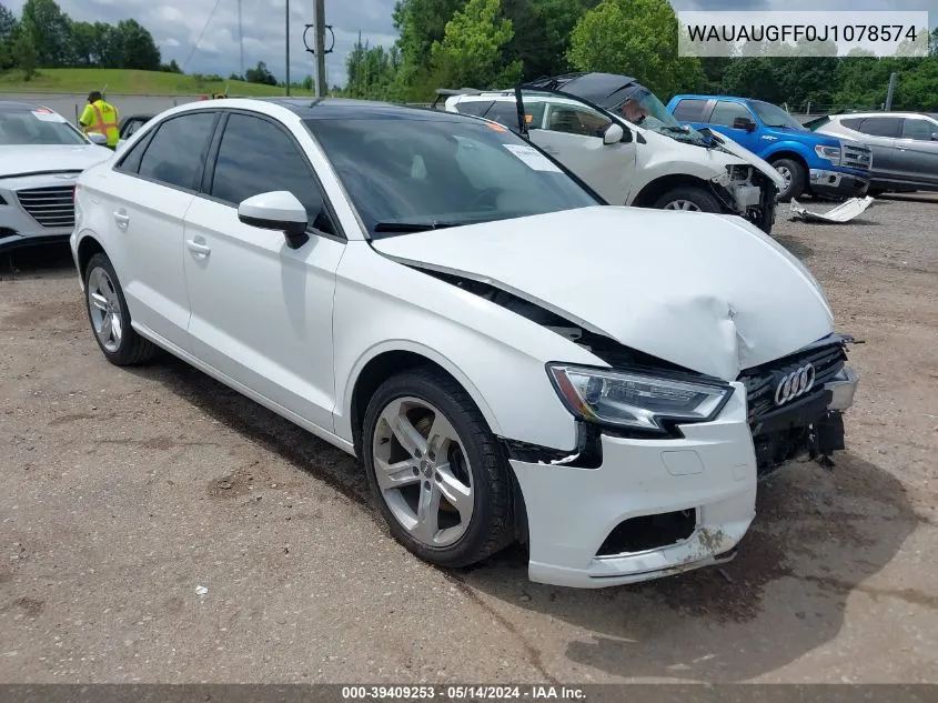 2018 Audi A3 2.0T Premium/Tech Premium VIN: WAUAUGFF0J1078574 Lot: 39409253