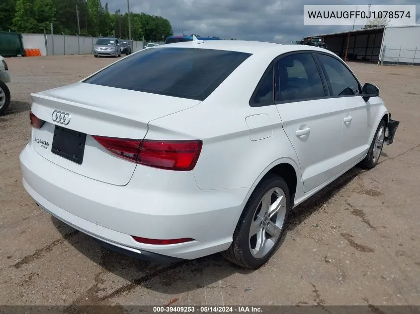 2018 Audi A3 2.0T Premium/Tech Premium VIN: WAUAUGFF0J1078574 Lot: 39409253