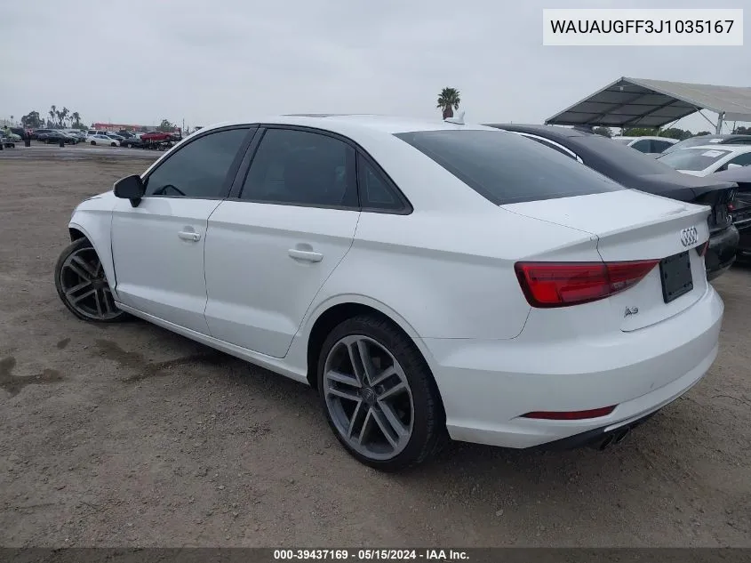 2018 Audi A3 2.0T Premium/2.0T Tech Premium VIN: WAUAUGFF3J1035167 Lot: 39437169