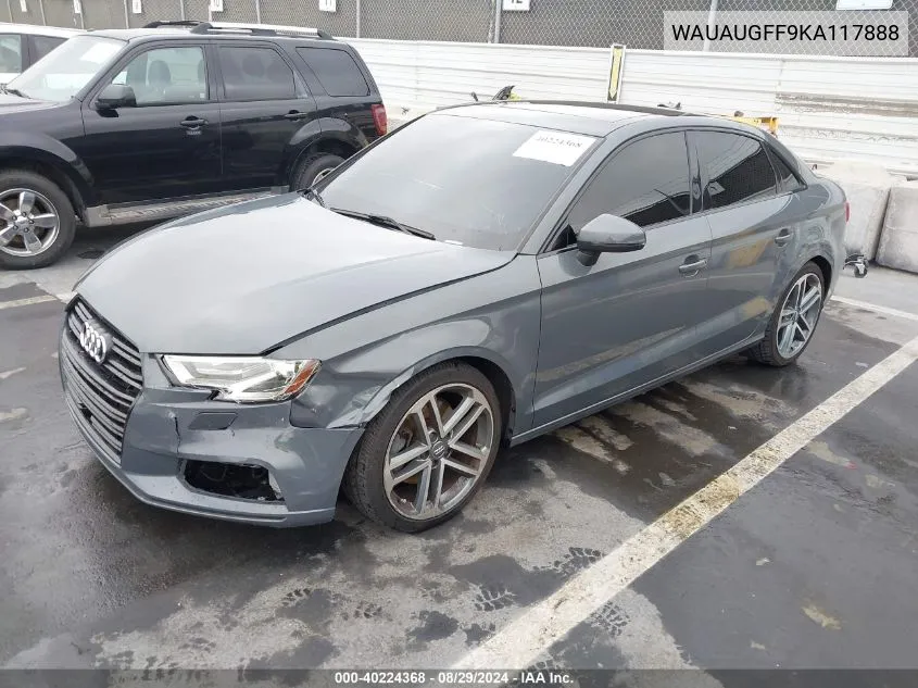 2019 Audi A3 40 Titanium Premium VIN: WAUAUGFF9KA117888 Lot: 40224368