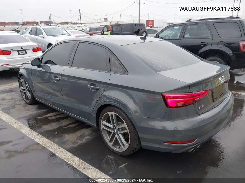 2019 Audi A3 40 Titanium Premium VIN: WAUAUGFF9KA117888 Lot: 40224368