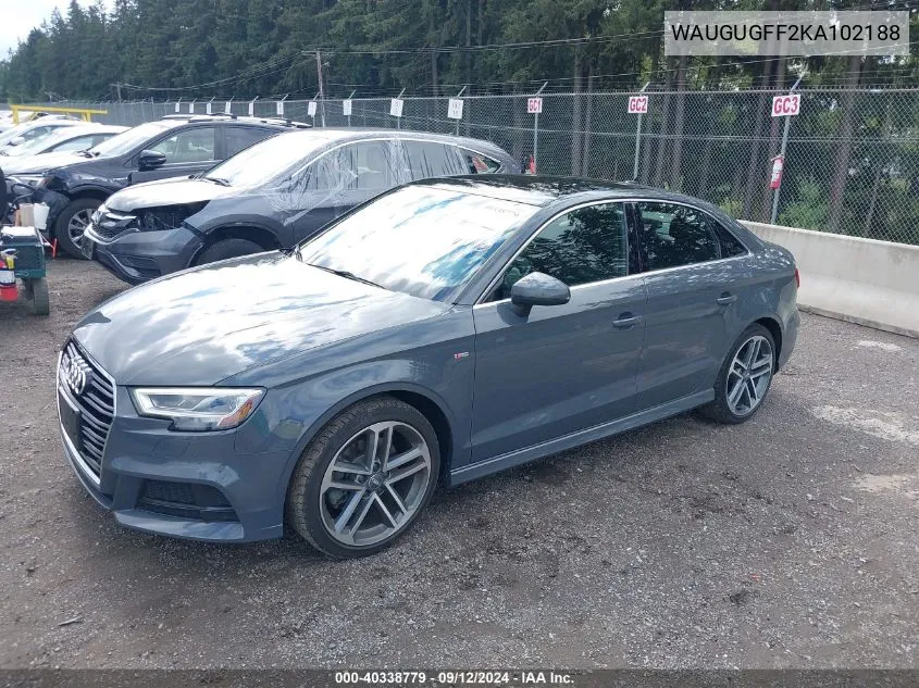 WAUGUGFF2KA102188 2019 Audi A3 40 Premium